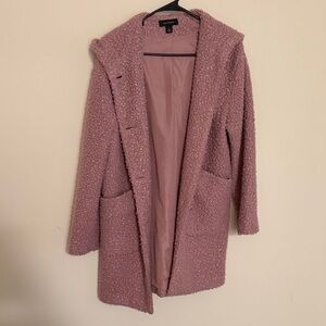 Dusty Mauve Teddy Hooded Coat